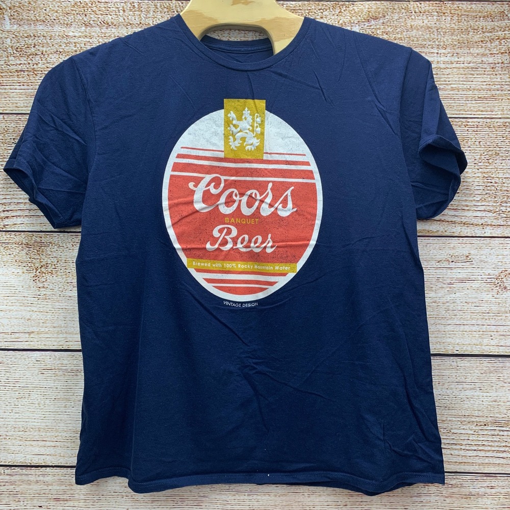 Coors Banquet Beer Vintage Design Navy Blue Cotton T-Shirt 2XL